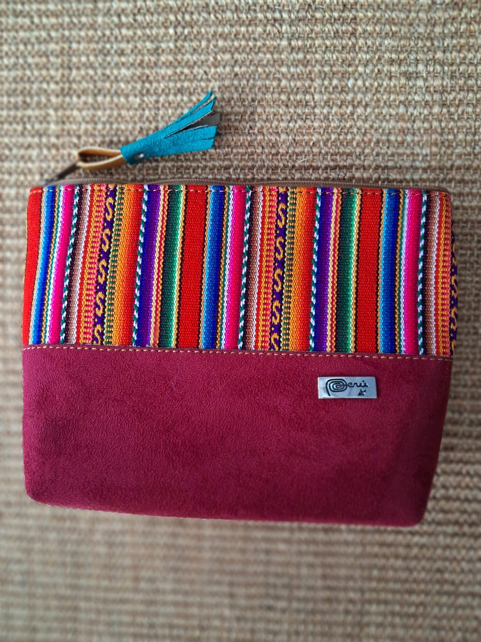 Petite Sacoche en Cuir Véritable & Tissu Péruvien
